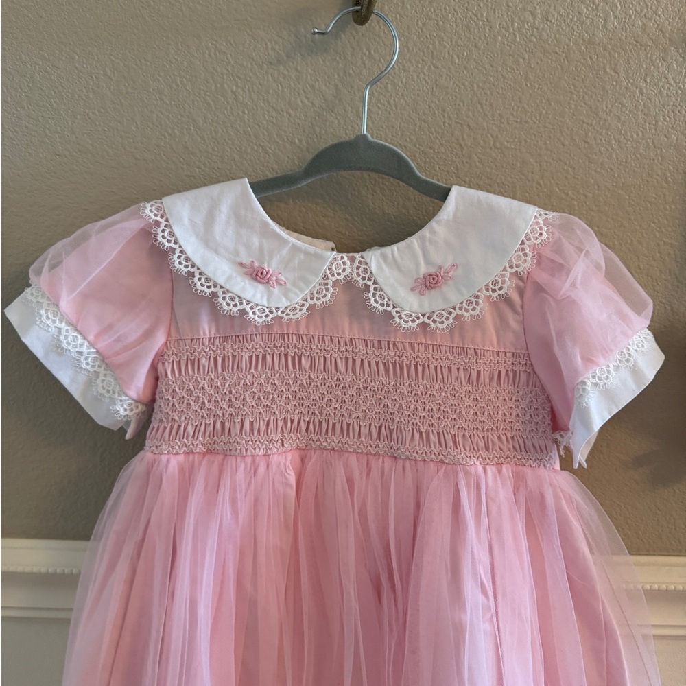 NEW Toddlers Pink Lace Trimmed Dress, Vintage inspired - Picture 5 of 6